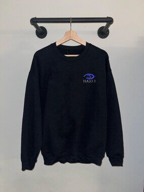 Black Blue Halo 3 Xbox Gaming Logo 2000s Nostalgia Crewneck Sweatshirt